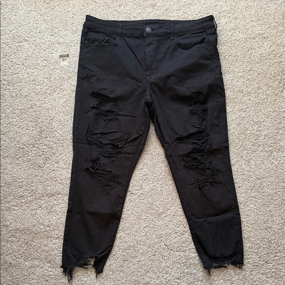 American Eagle Outfitters Black Distressed Skinny Jeans